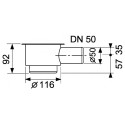 Standardsed sifoonid TECEdrainline DN 50 horisontaalne