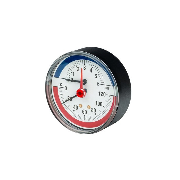 Termomanomeetri horisontaalne vatt 80 mm, 0-120 ° C, 0-4 baari