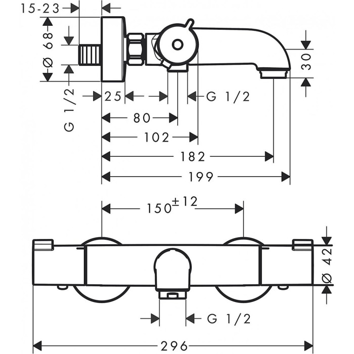 Thermostatinis vonios - dušo maišytuvas HANSGROHE Ecostat 1001 CL, 13201000