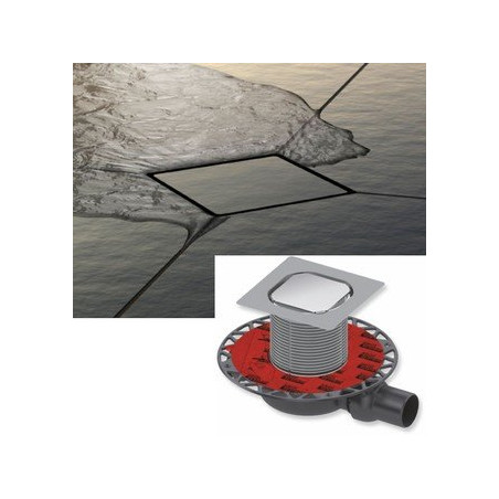 Roostevabast terasest restid looduskivi kleepimiseks TECEdrainpoint S, 100 x 100 mm