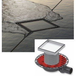 Nerūsējošā tērauda režģi flīžu "plāksnes" ielīmēšanai TECEdrainpoint S, 150 x 150 mm
