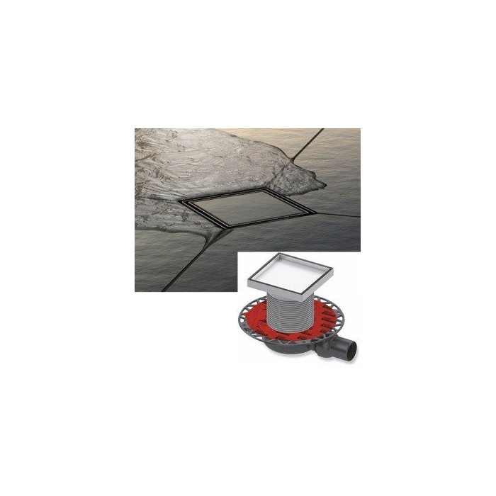 Roostevabast terasest restid plaatide "plate" kleepimiseks TECEdrainpoint S, 150 x 150 mm