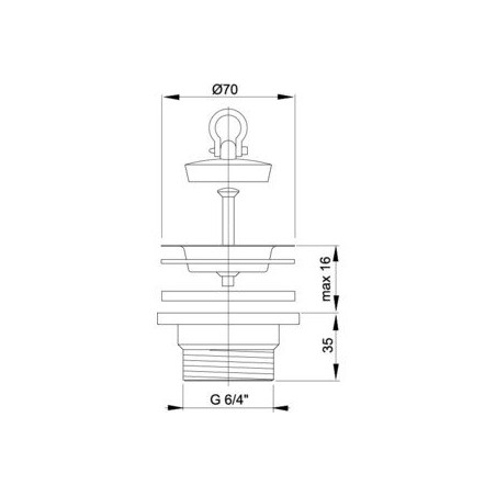 Washbasin siphon valve ALCAPLAST 1 1/2"" (35) with stopper