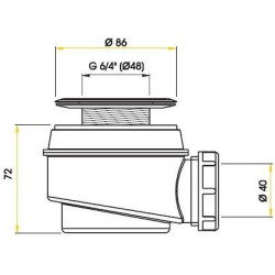 Sifooni dušimatt ALCAPLAST 86 mm