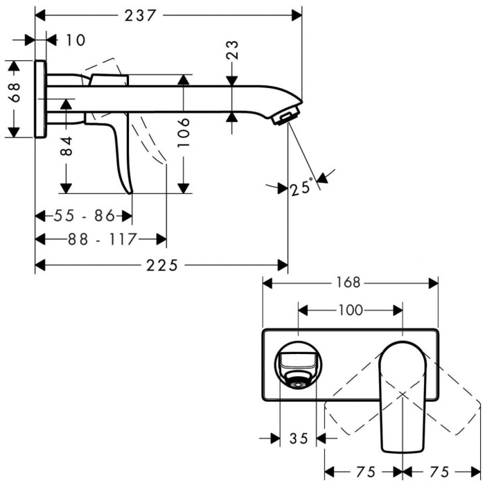 Potinkinis maišytuvas praustuvui HANSGROHE Metris 225 mm, 31086000