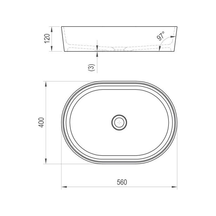 Ehitatav valamu RAVAK Moon 2, 560 x 400 mm