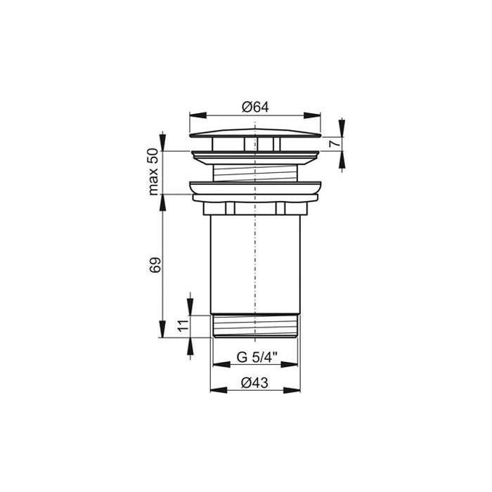 Bottom valve Click Clack RAVAK universal, chrome plated