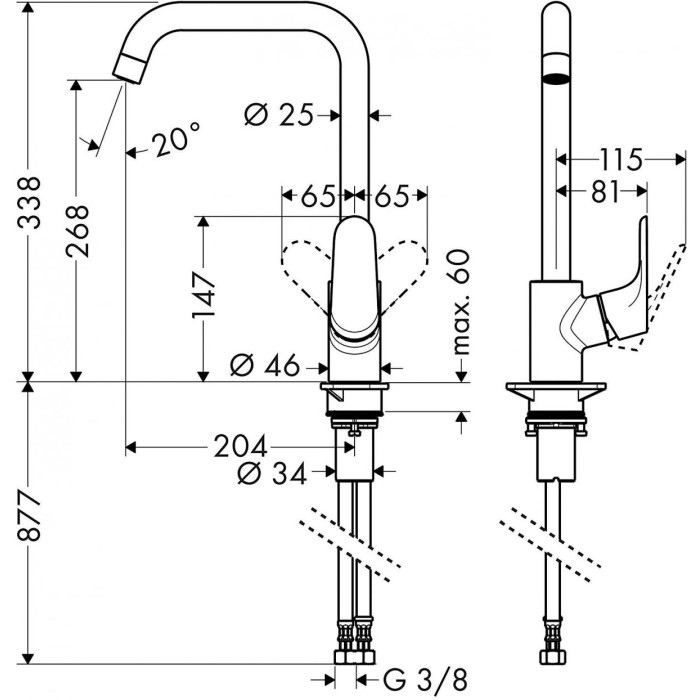 Maišytuvas virtuvė-plautuve aukšta svirtimi HANSGROHE Focus, 31820000