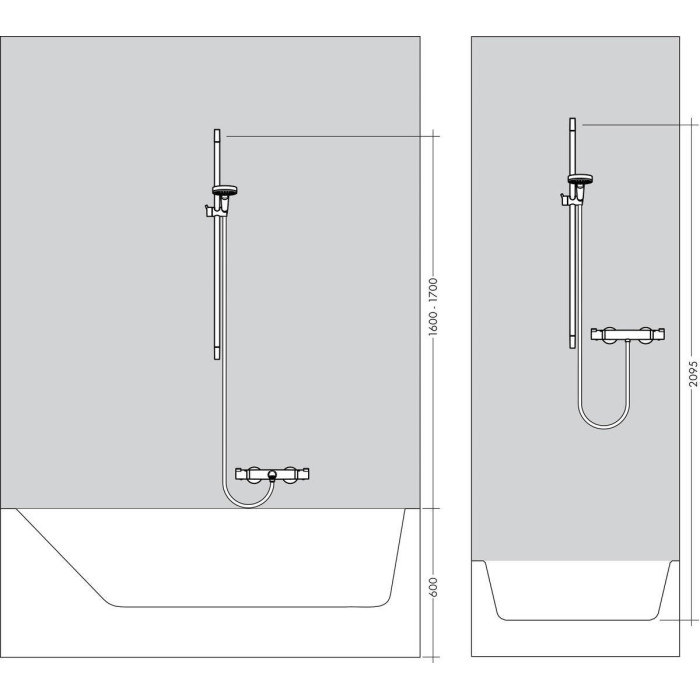 Termostatiskais maisītājs HANSGROHE Ecostat Select ar 90 cm dušas statīvu Raindance Select S, 27037000
