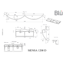 Furniture - suspended stone washbasin BLU Mensa, 1200 x 460 mm