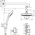 Pirmssienas termostata dušas komplekts HANSGROHE Croma Select S 180, 27295000