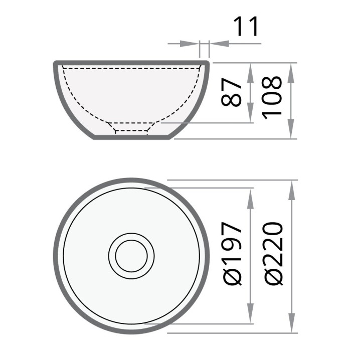 Akmens masas iebūvēta izlietne PAA Do Zīds, balts, 220 mm