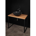 Stone mass built-in washbasin PAA Round Silk, Graphite, 410 mm
