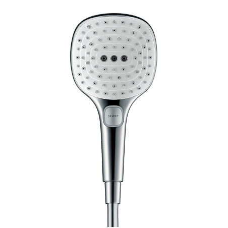 Dušipea HANSGROHE Raindance Select E 120 3 jet Ecosmart, valge / kroom, 26520400