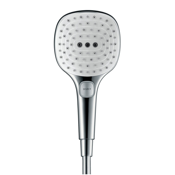 Душевая лейка HANSGROHE Raindance Select E 120 3 jet Ecosmart, белый / хром, 26520400