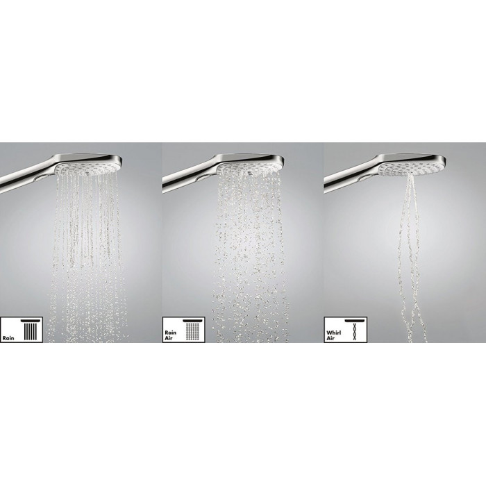 Душевая лейка HANSGROHE Raindance Select E 120 3 jet Ecosmart, белый / хром, 26520400