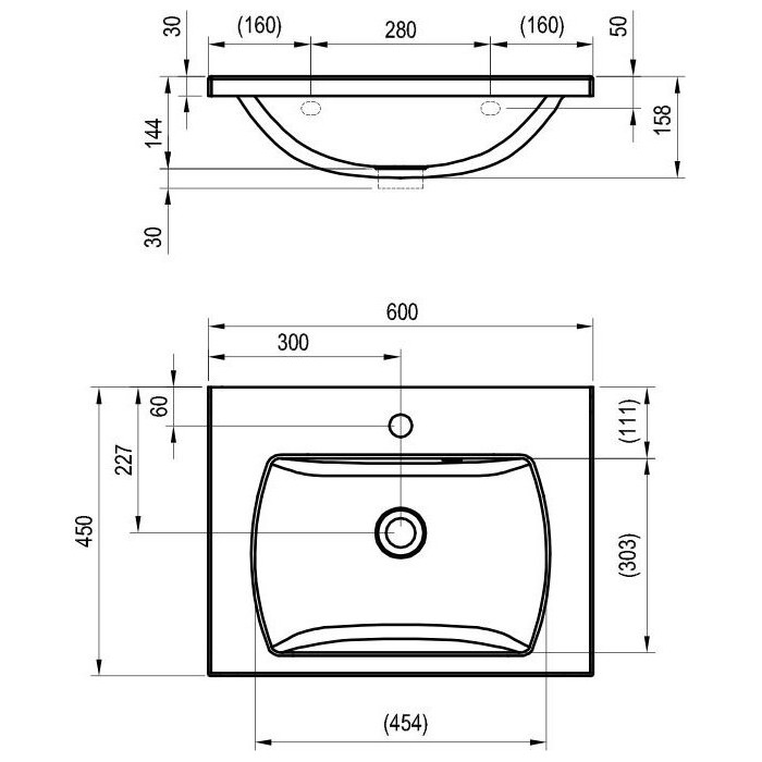 Washbasin RAVAK Classic 600 x 450 mm
