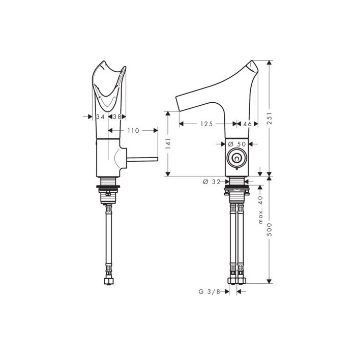 Praustuvo maišytuvas HANSGROHE AXOR Starck V 140, 12112000