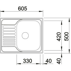 Stainless steel sink BLANCO TYPE 45 S Mini, 60.5x50 cm, Matte surface