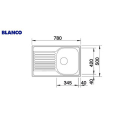 Nerūsējošā tērauda izlietne BLANCO TYPE 45 S Compact, 78x50 cm, matēta virsma
