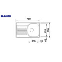 Stainless steel sink BLANCO TYPE 45 S Compact, 78x50 cm, Matte surface