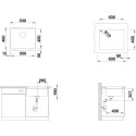 Tööpinnale paigaldatud valamu alla BLANCO SUBLINE 500-U, 53x40 cm, Kohv