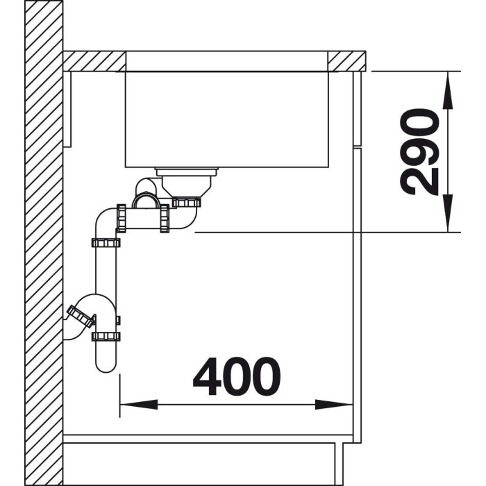 Мойка BLANCO ANDANO 340/180-U, 58,5x40 см, Без эксцентрикового клапана, чаша слева