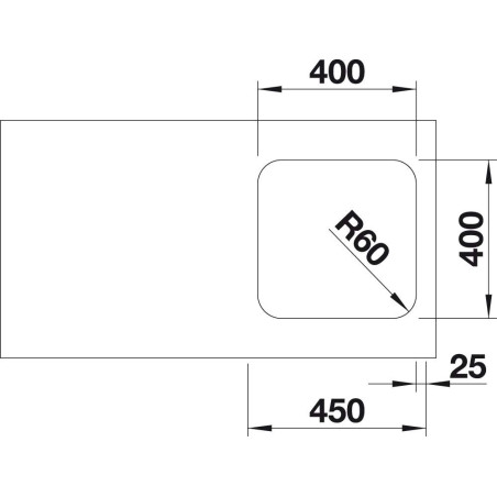 Мойка BLANCO SUPRA 400-U, 43x43 см, без эксцентрикового клапана