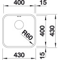 Sink BLANCO SUPRA 400-U, 43x43 cm, No eccentric valve