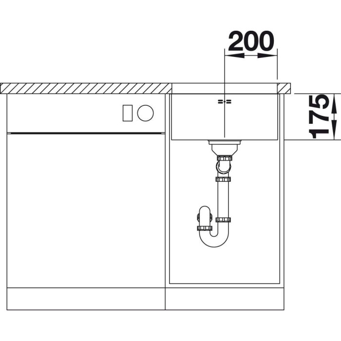 Мойка BLANCO SUPRA 400-U, 43x43 см, без эксцентрикового клапана