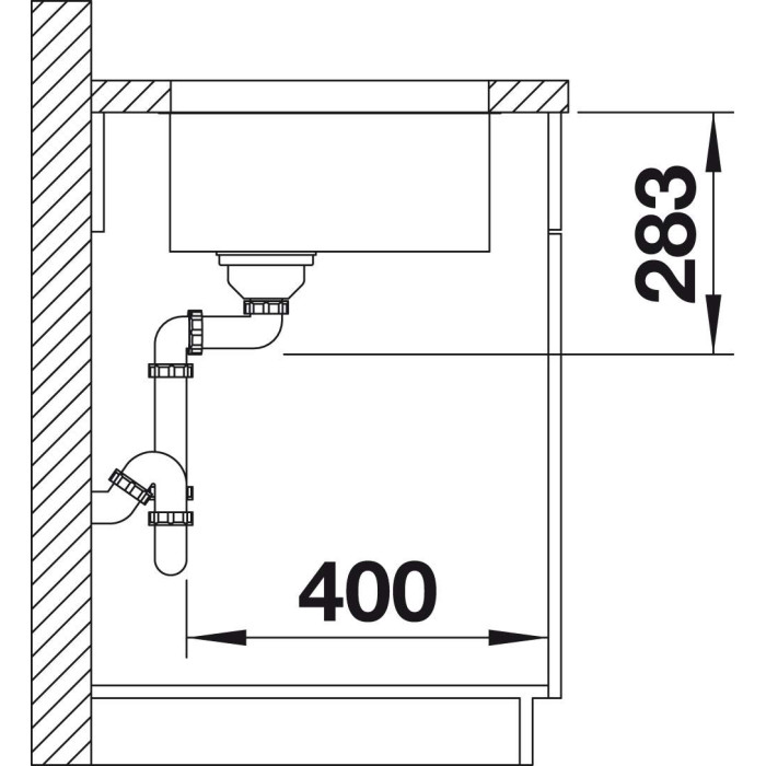 Мойка BLANCO SUPRA 450-U, 48x43 см, без эксцентрикового клапана, устанавливается под столешницу