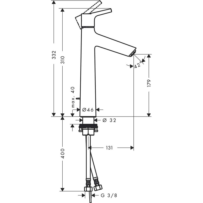 Washbasin faucet with bottom valve HANSGROHE Talis S 190, 72031000
