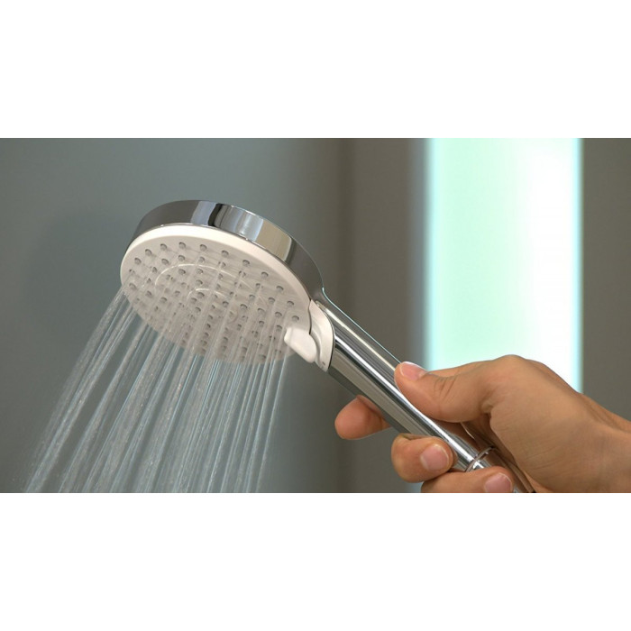 Dušo komplektai HANSGROHE Crometta 100 White/Chrome, 2 funkijos, (Įvairių ilgių pasirinkimas)