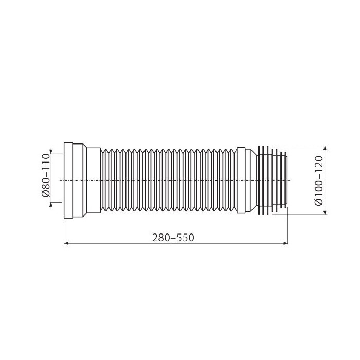 Paindlik pistik WC-ühenduse jaoks ALCAPLAST A97, 110 mm