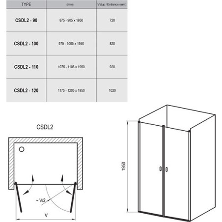 Shower door Ravak Chrome CSDL2