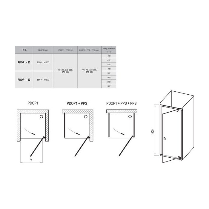 Shower doors RAVAK Pivot PDOP1