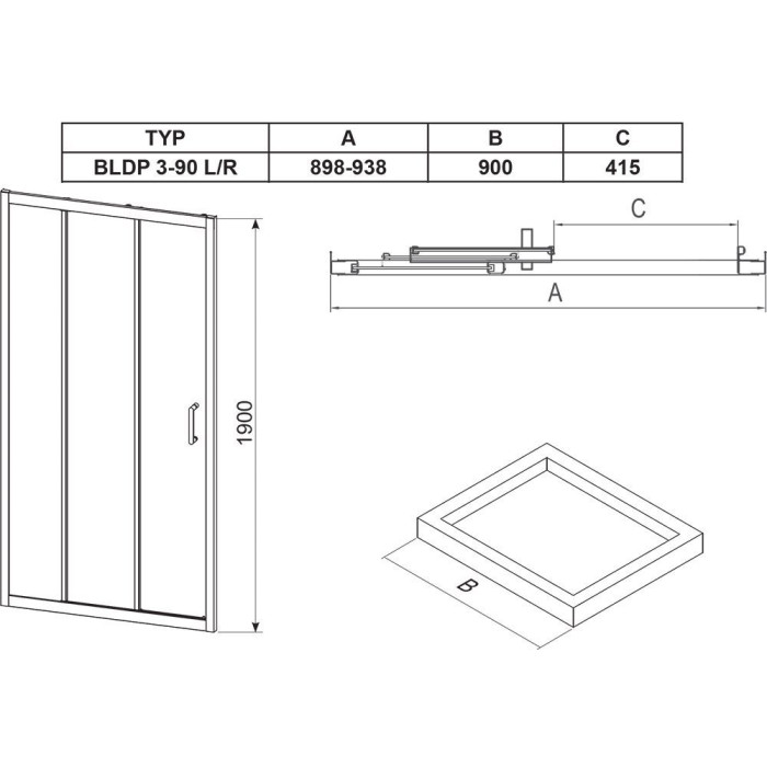 Shower doors RAVAK Blix BLDP3