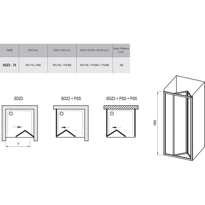 Shower doors RAVAK Supernova SDOP (Selection of different diameters)