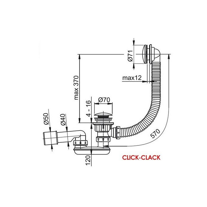 Sifoon vanni jaoks RAVAK 570 Click Clack, X01377