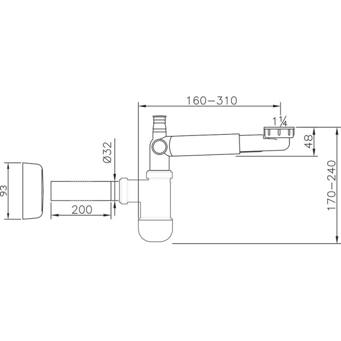 Sifonas praustuvui su nusėdintuvu, be ventilio RAVAK 1 1/4"" x 32 mm, X01612