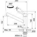 Kitchennis (plautuvės) maišytuvas FRANKE ORBIT, su fiksuotu snapu, nerudijančio plieno korpuso