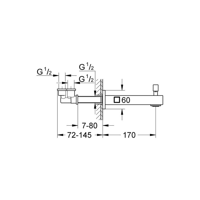 Beak for bath GROHE EuroCube 170 mm, 13304000