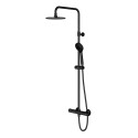Black super-plaster thermostatic shower system OMNIRES Y1244LUXBL with metal shower head