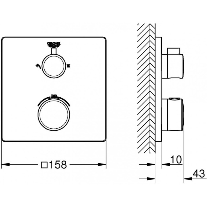 Potinkinė dušo sistema GROHE Grohtherm Cosmopolitan 210 su termostatu, 34734000