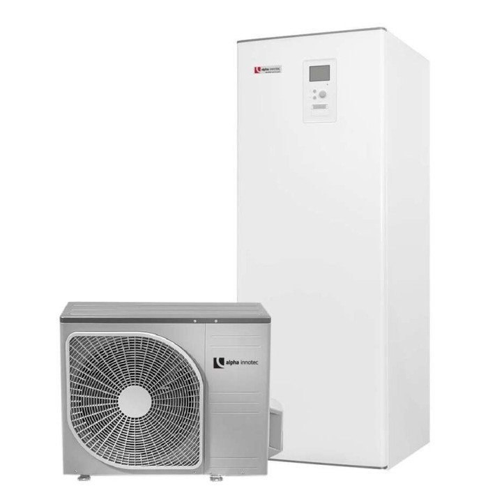 Shiluma sūknis ALPHA INNOTEC L12 Split -HT 12 ar integrētu 180 l ietilpību rūgtajam ūdenim, jauda 9-12 kW