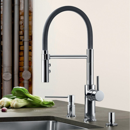 - Смеситель BLANCO Catris-S Flexo (хромированный - черно-матовый) 525791