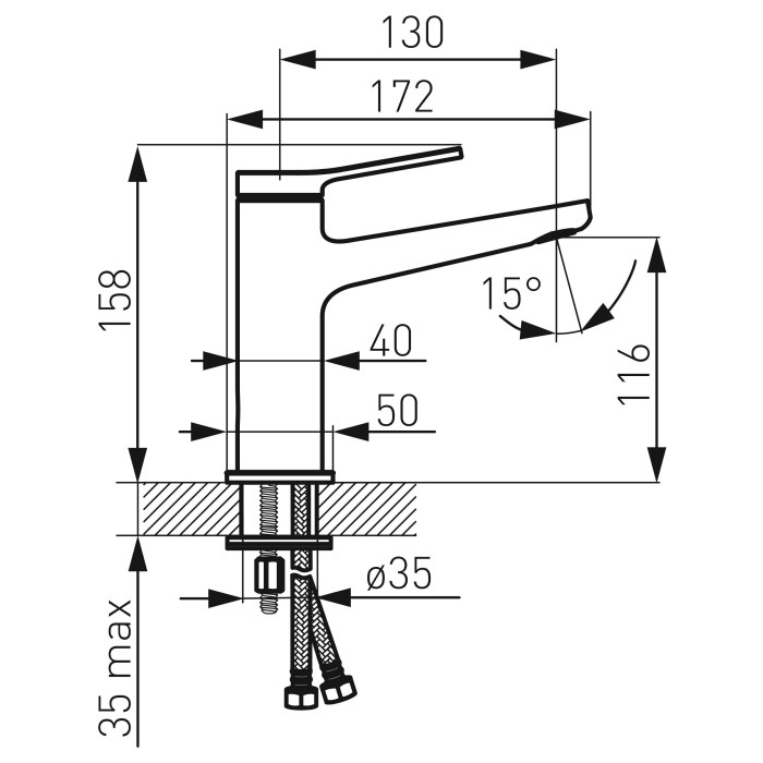 Izlietnes maisītājs FERRO Stratos Black 116 mm, BSC2BL