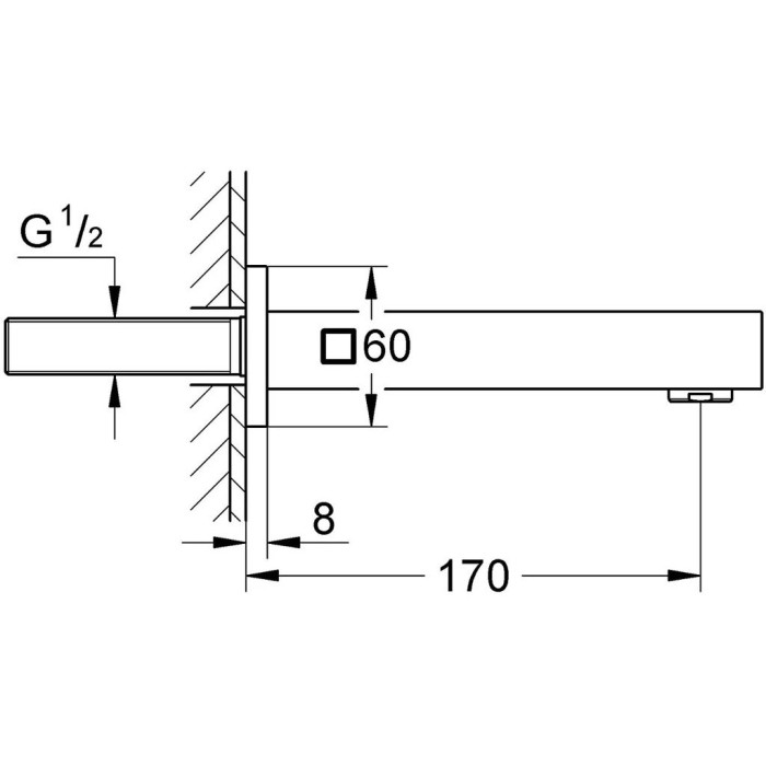 Beak for bath GROHE EuroCube 170 mm, 13303000
