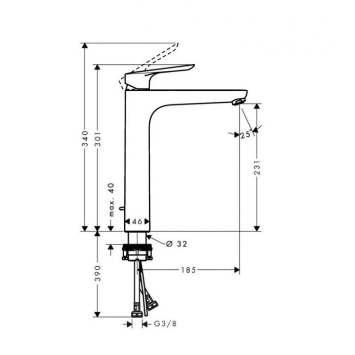 Смеситель для умывальника HANSGROHE Logis E с 230, 71162000