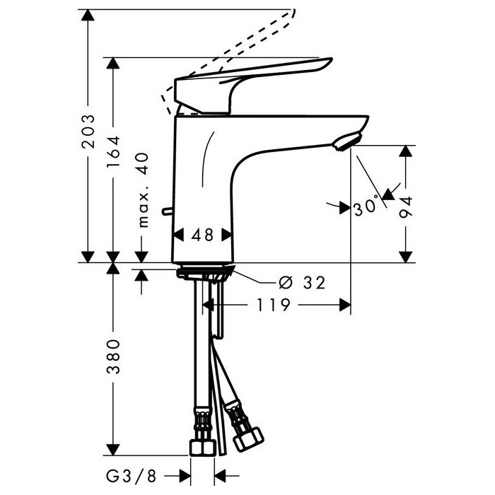 Izlietnes jaucējkrāns HANSGROHE Logis E ar 100, 71161000
